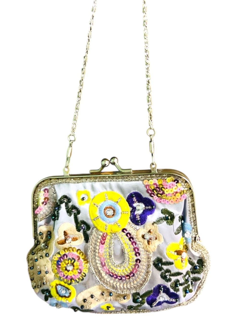 Vintage Bijoux Terner Beaded Floral Embroidered Purse Beaded Sequined